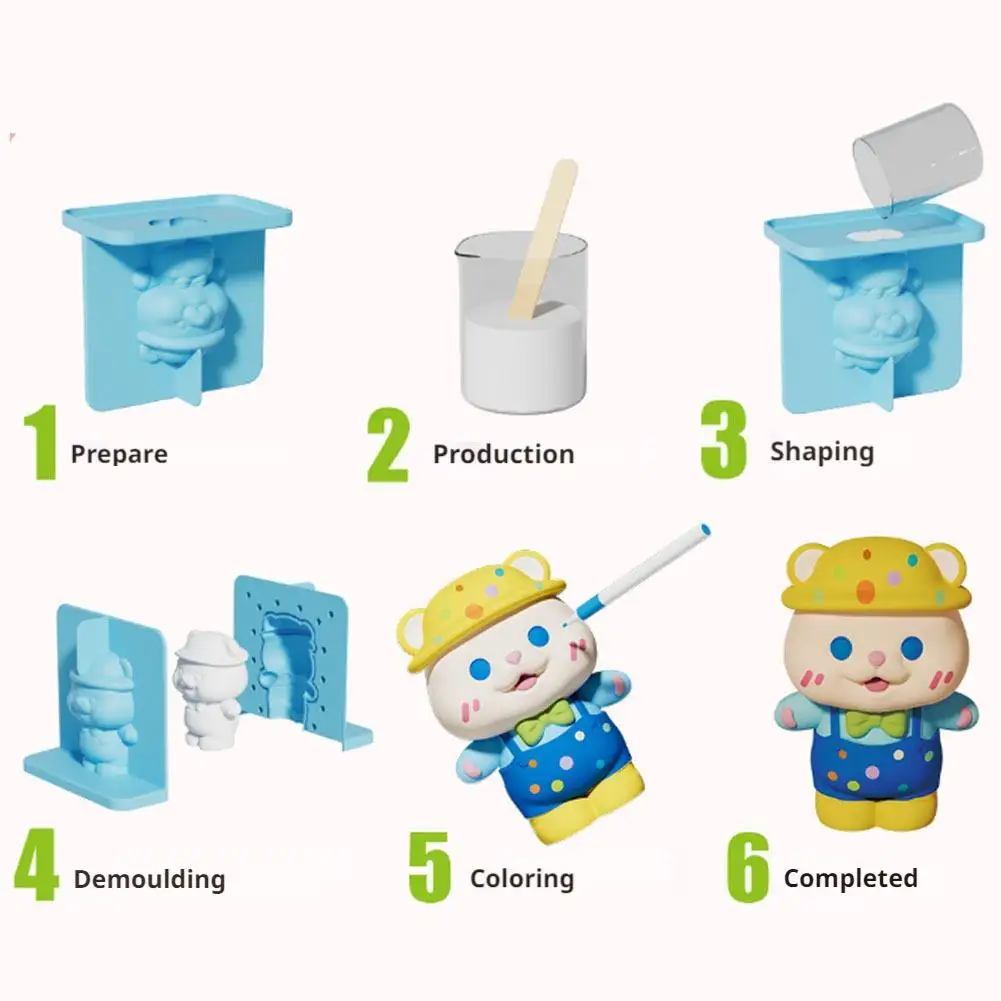 Conjunto de Graffiti em Gesso DIY, Kit Criativo de Pintura com Pó de Gesso, Brinquedos para Crianças, Moldes, Tintas, Ferramentas, Atividade Artística, Presente