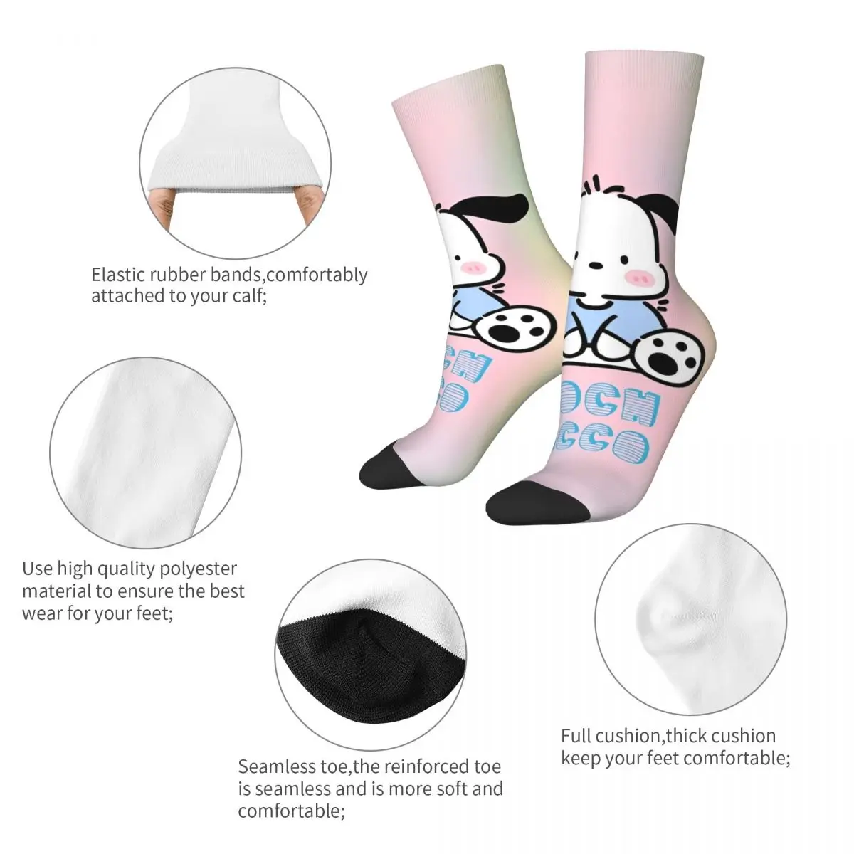 Pochacco Cartoon Cute Sock New Men's Socks Crazy Polyester Japanese Anime Kawaii Skateboard Women's Socks Spring Autumn Winter