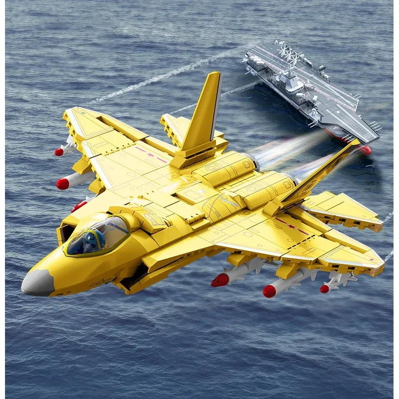 SEMBO BLOCKE Military Fighter Jet Model Building Blocks for Boys Small Bricks Aircraft Carrier VTOL Toy 202254
