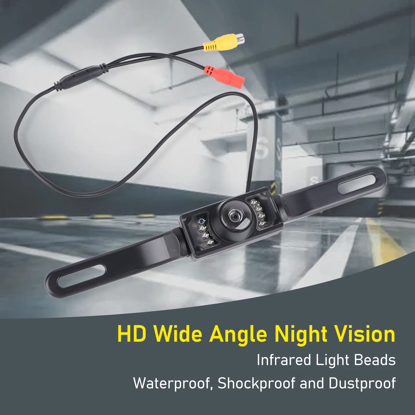 Safety Camera Waterproof Simple Installation HD Image Night Vision 8 Lights Long License Plate Frame Camera for Cars