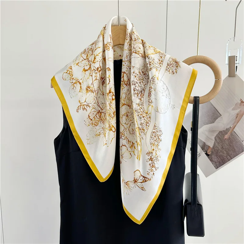 Шелковый шарф с бабочкой, женские тутовые шали, платки Femme, роскошные дизайнерские квадратные банданы, пояс, аксессуары для шеи, подарок