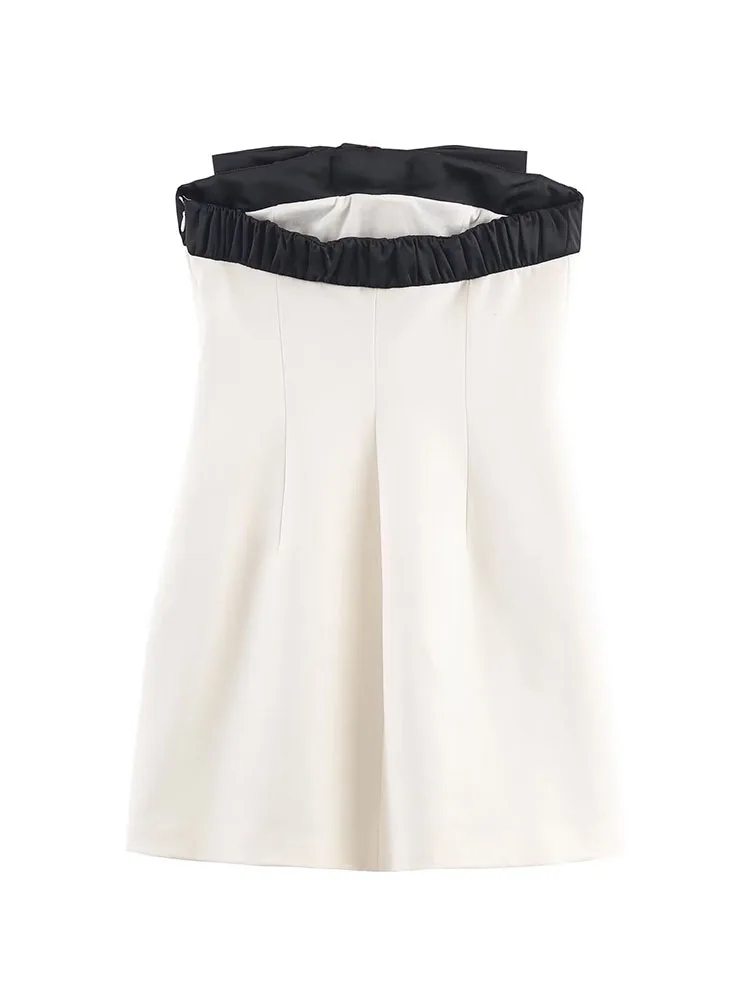 HH 新しい女性の夏のファッション多用途プリンセススタイルの弓飾りジッパーチューブトップドレス女性の甘いかわいいショートパーティードレス