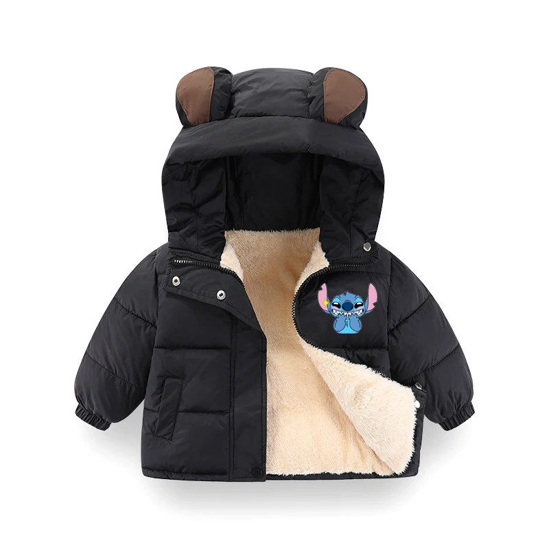 

Winter Girls Hooded Parka Jacket 1-6Y Solid Color Lining Plush Thick Warm Glossy Snowsuit Cotton 2025
