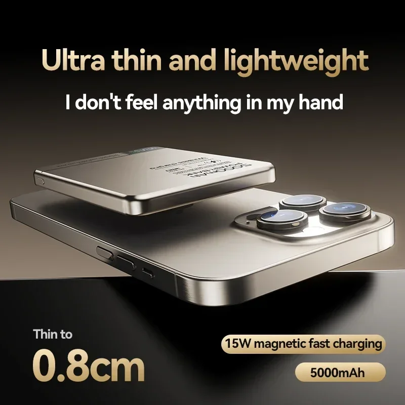 New High quality Alloy Fast Charger Power Banks With Gifts Backup Battery Powerbank Magnetic Wireless Phone Charger For Magsafe