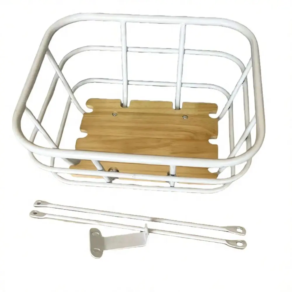 Simple Style Bike Basket Heavy Duty Metal Rack Cargo Storage Container For Commuting Sport Bicycle Riding Equipment