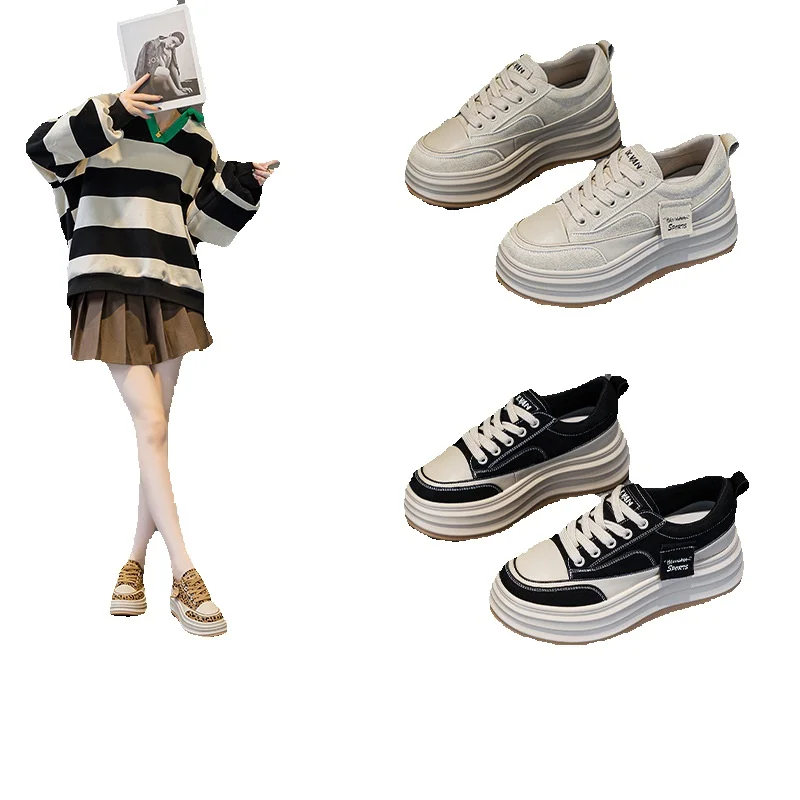 Weiße Damen Skateboarding Schuhe Aus Echtleder Für Den Herbst_voghion.com