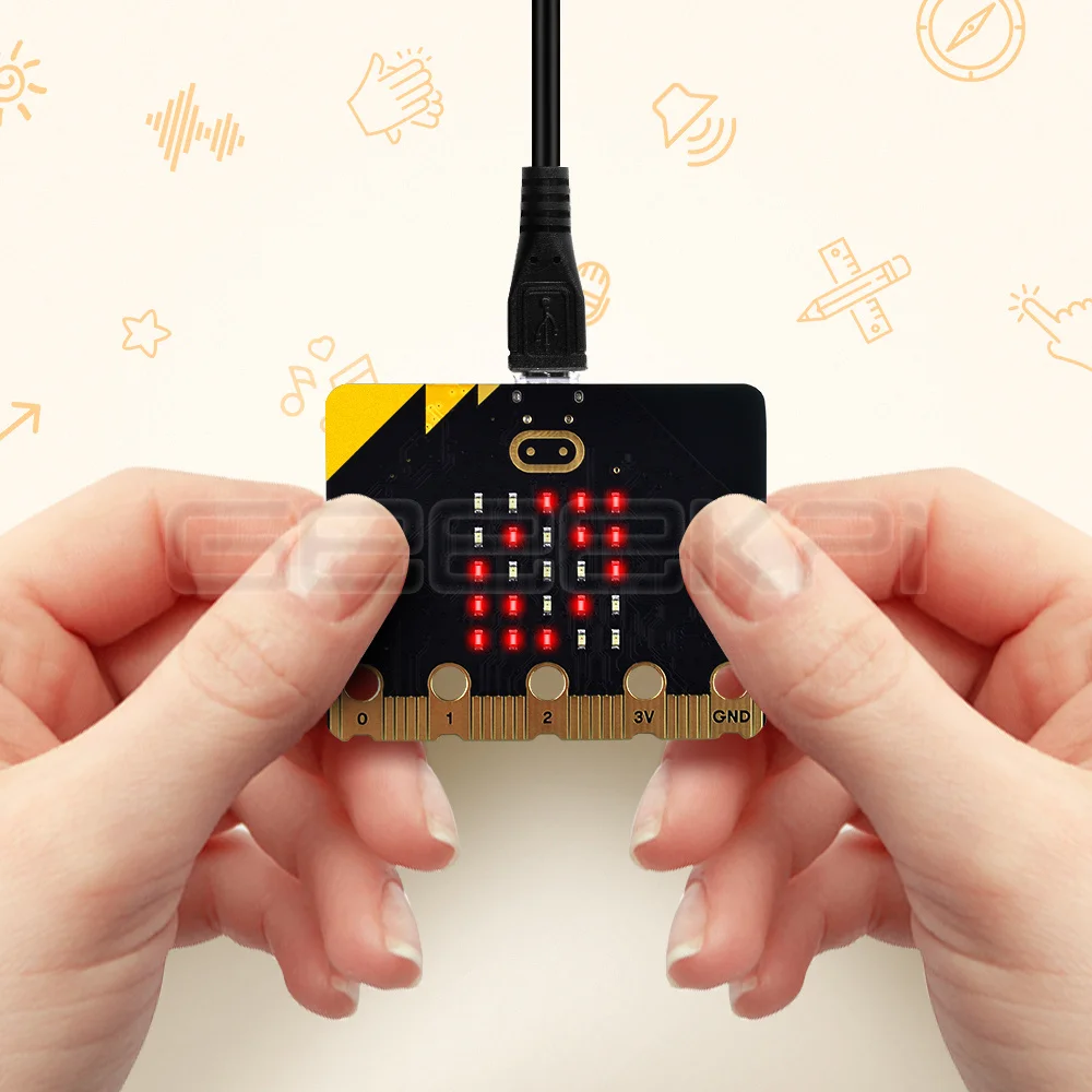 GeeekPi Microbit V2 Board Kit with BBC Micro:bit V2 Boards Battery Holders Micro USB Cable