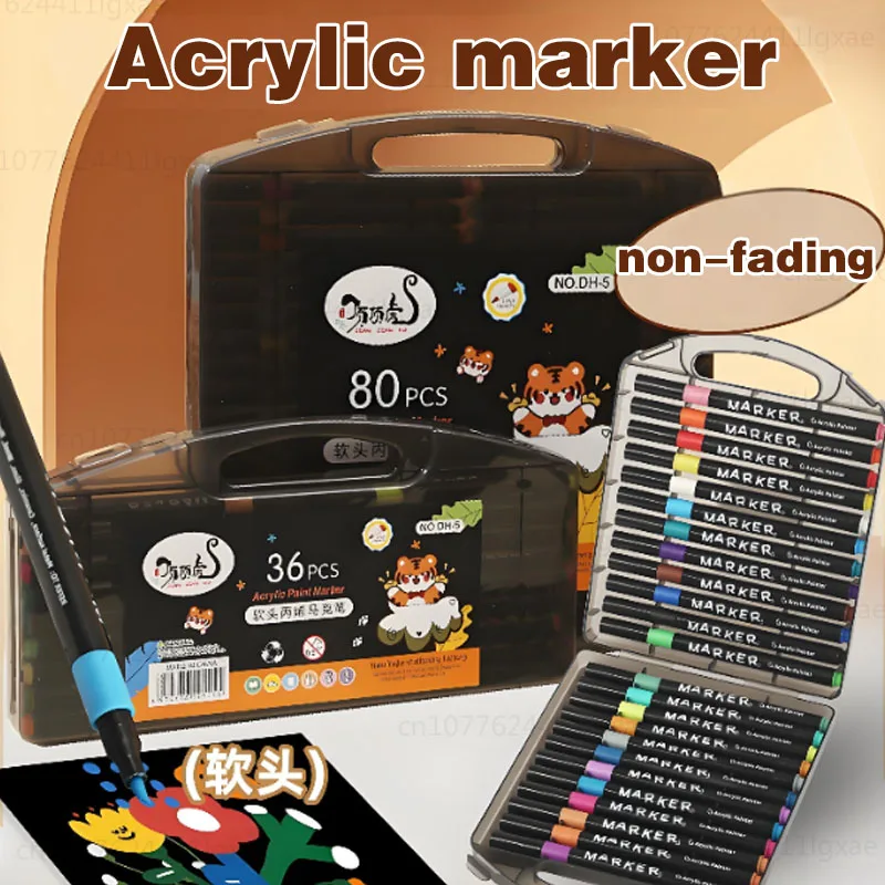Acrylic markers Pen Direct Liquid Acrylic Paint Marker Pens felt art supplies soft head Graffiti painting QuickDry Pigments