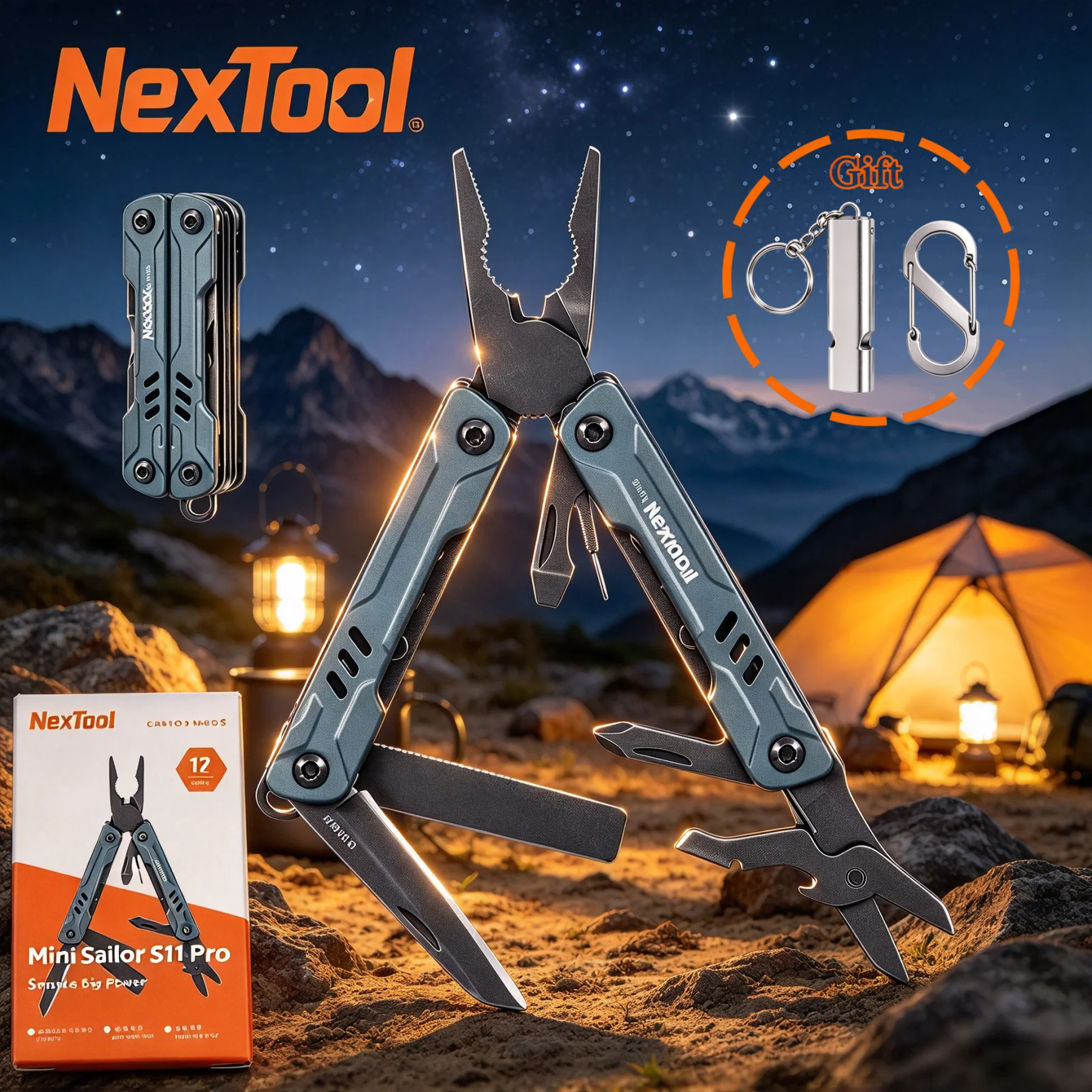 NexTool Mini Sailor Pliers S11 Pro 12-In-1 Multi Tool Pocket Knife Folding Tools Wire Cutters EDC Card Pin Screwdriver Scissors