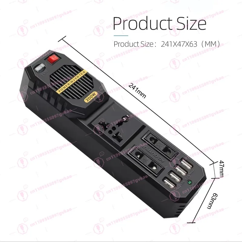 150W DC to AC Power Inverter Car Rechargeable 12V 220V with 4 * 2.1A USB Port 400W Peak Power 50Hz Output Frequency