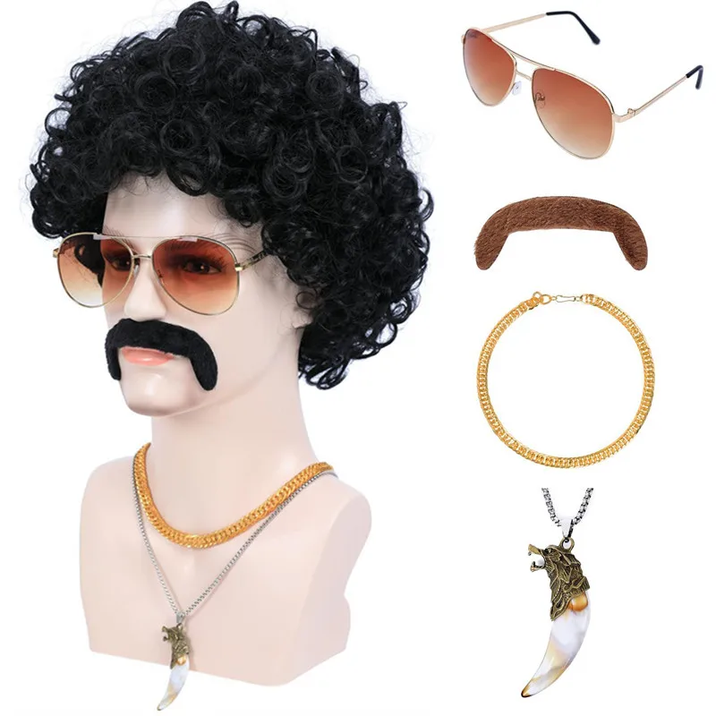 

SQRDGQ Парик для косплея из синтетических волос для мужчин Короткие вьющиеся парики Мужской 70-х 80-х годов Диско-парик Мужские парики высокого качества на распродаже