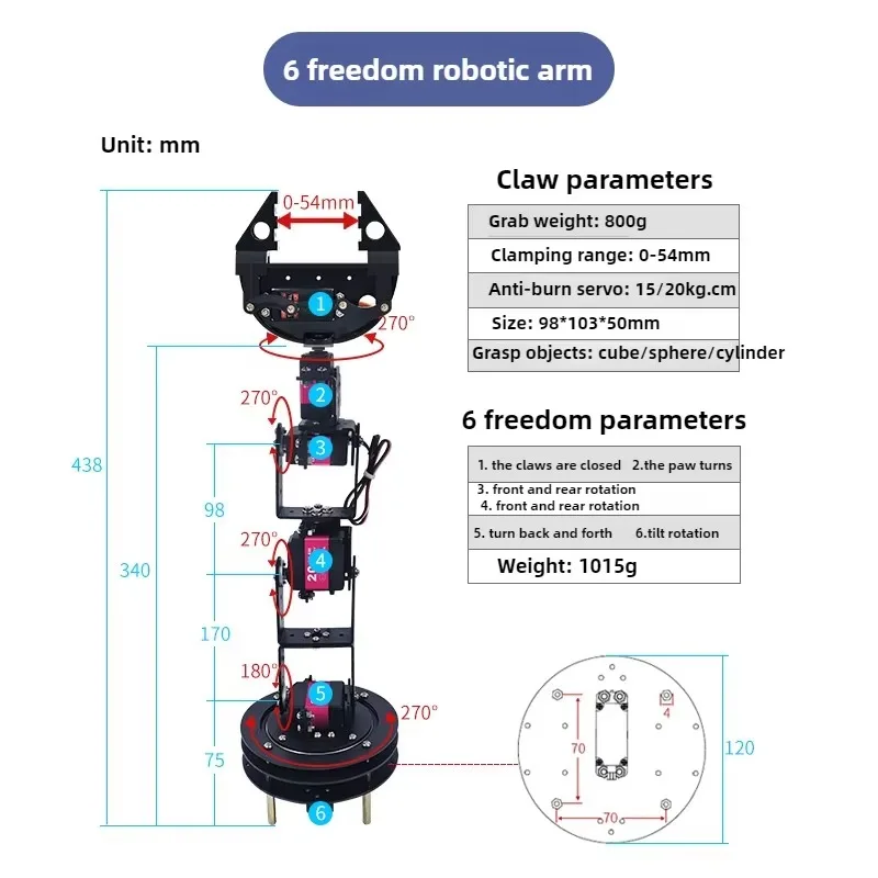 2/3/4/6 Multi-degree-of-freedom Robot Arm Servo Parallel Gripper Claw Stm32 Open Source Robotics Intelligent Cart Gripper