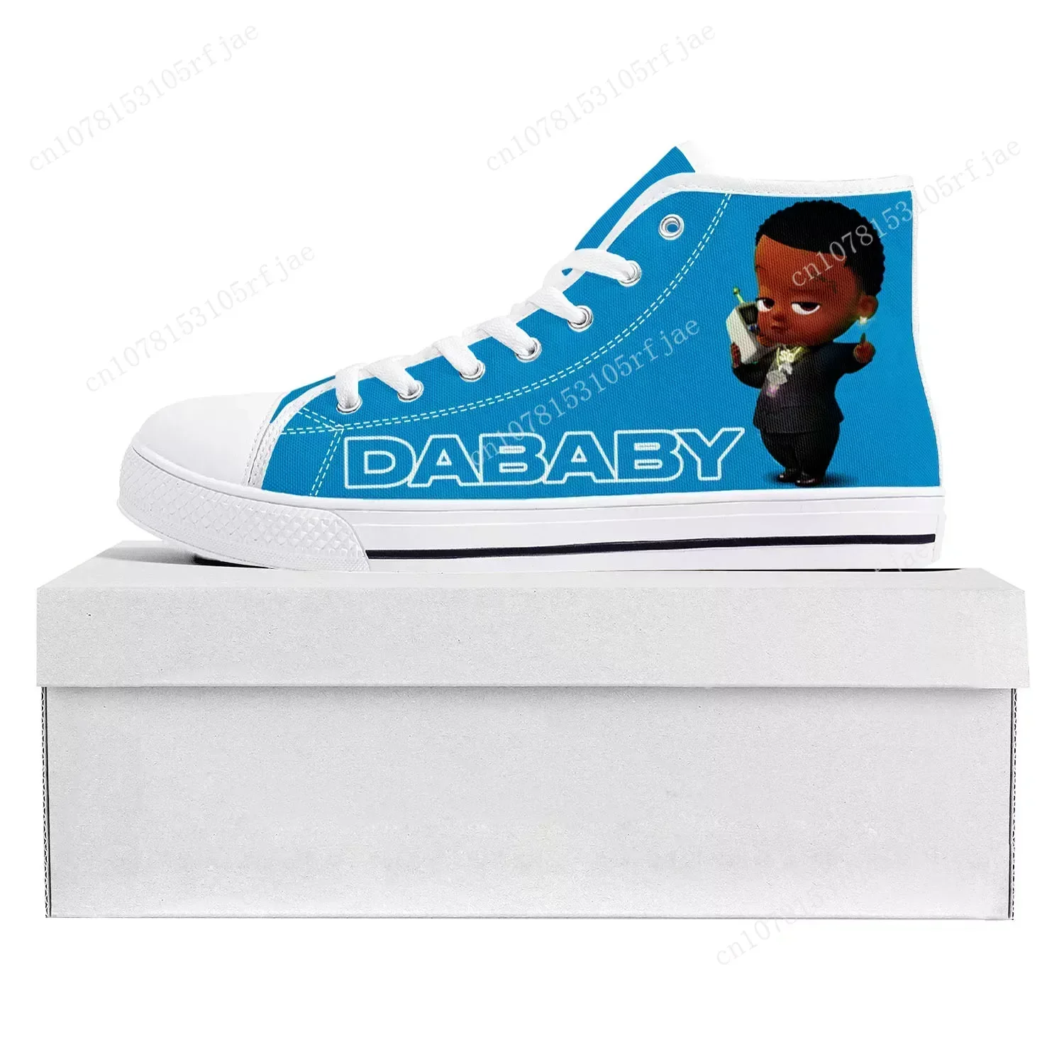 DaBaby Rapper Music Pop Blue High Top High Quality Sneakers Mens Womens Teenager Canvas Sneaker Casual Couple Shoes Custom Shoe