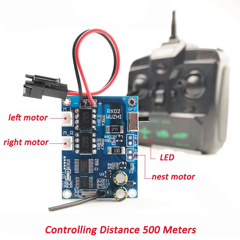 1Set 5A Large Power Transmitter Receiver Kit Radio System Remote Controller for RC Bait Boat DIY Modify Control Distance 500M