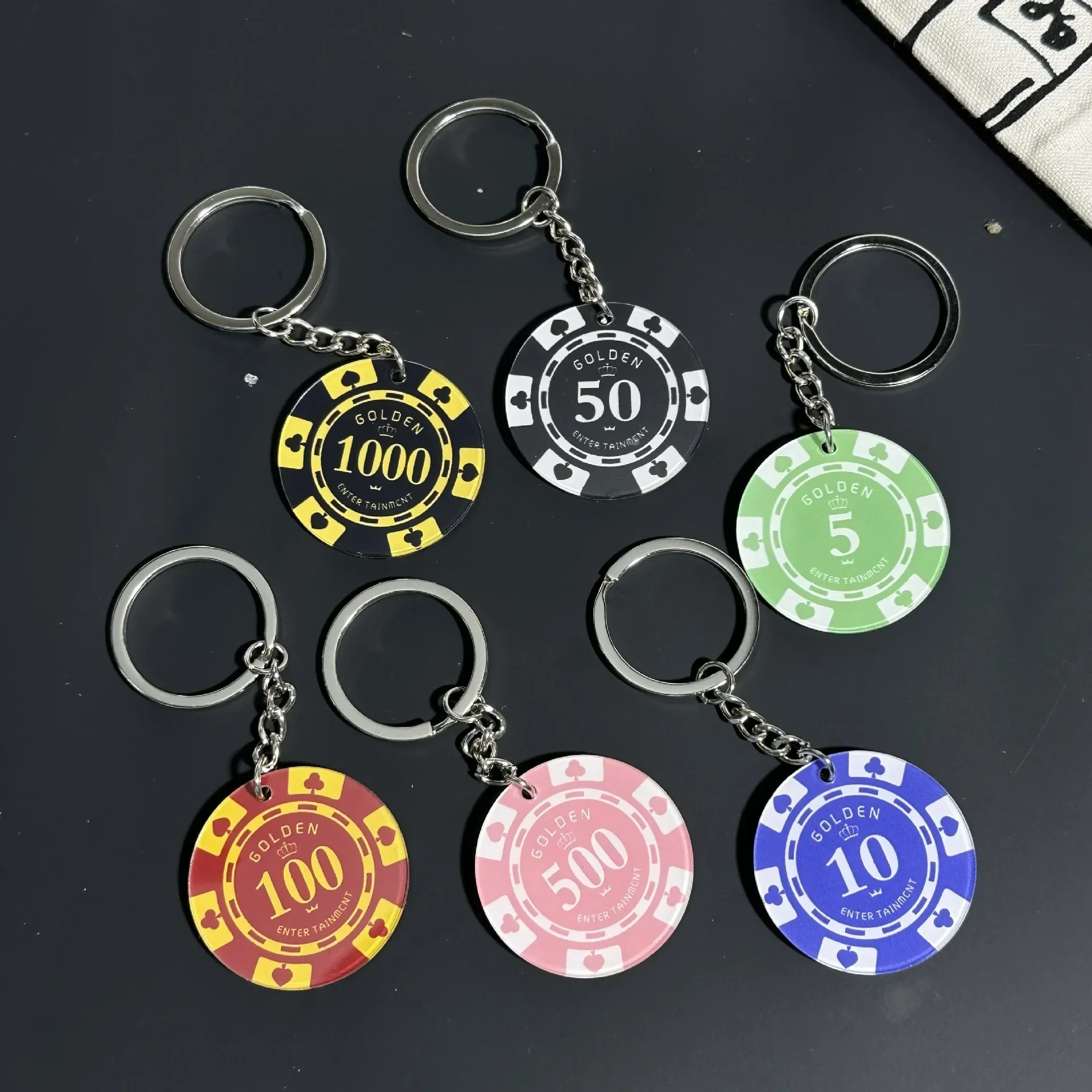 Acrylic Creative High Aesthetic Value, Take A Gamble with The Same Chip, Keychain, Wealth, Mahjong Text Bead Jewelry