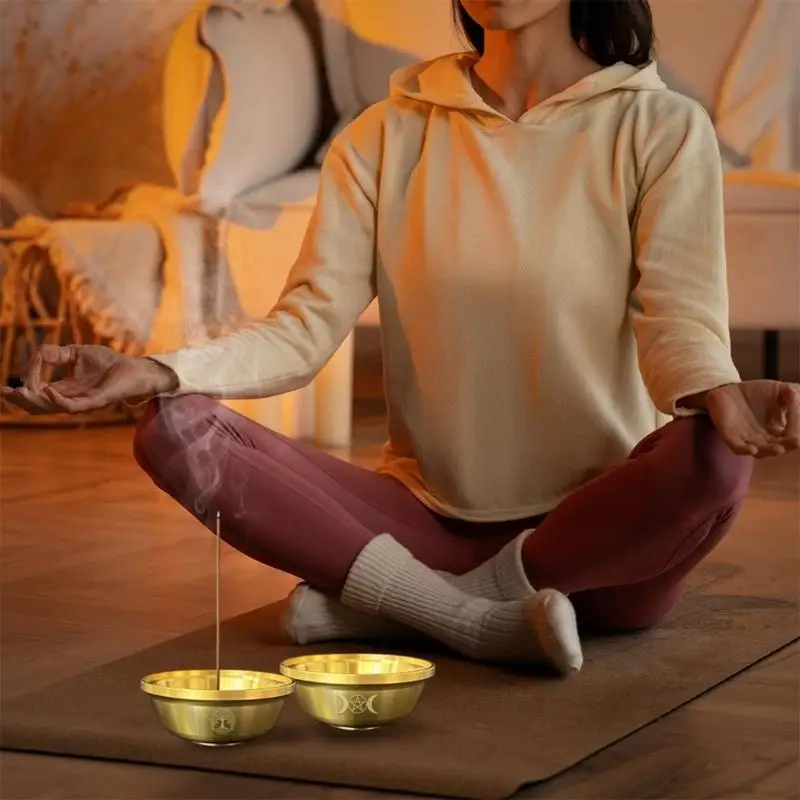 

652F Luxurious Recyclable Brasses Pentacle Bowl Versatiles Tabletops Accessory For Game And Collections