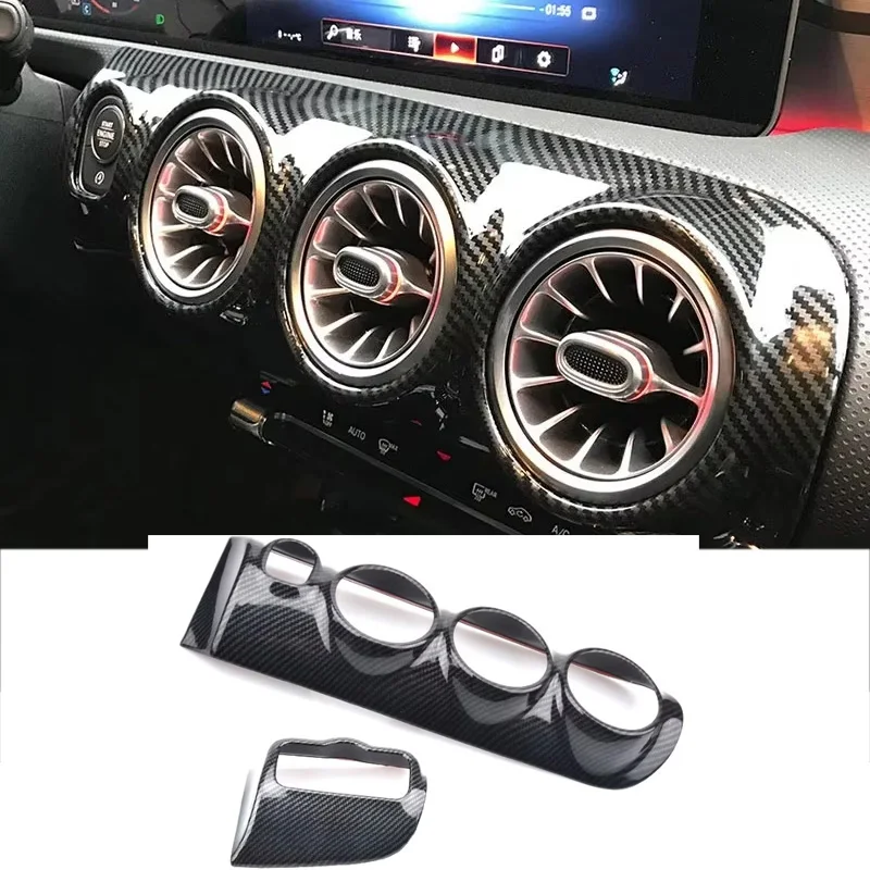 メルセデス・ベンツ-aクラス-w177-v177-2018-2024-cla-c118-w118-2019-左ハンドル車用-トリムカバー-エアベント-コンソールセンター-インテリア-カーボンファイバー