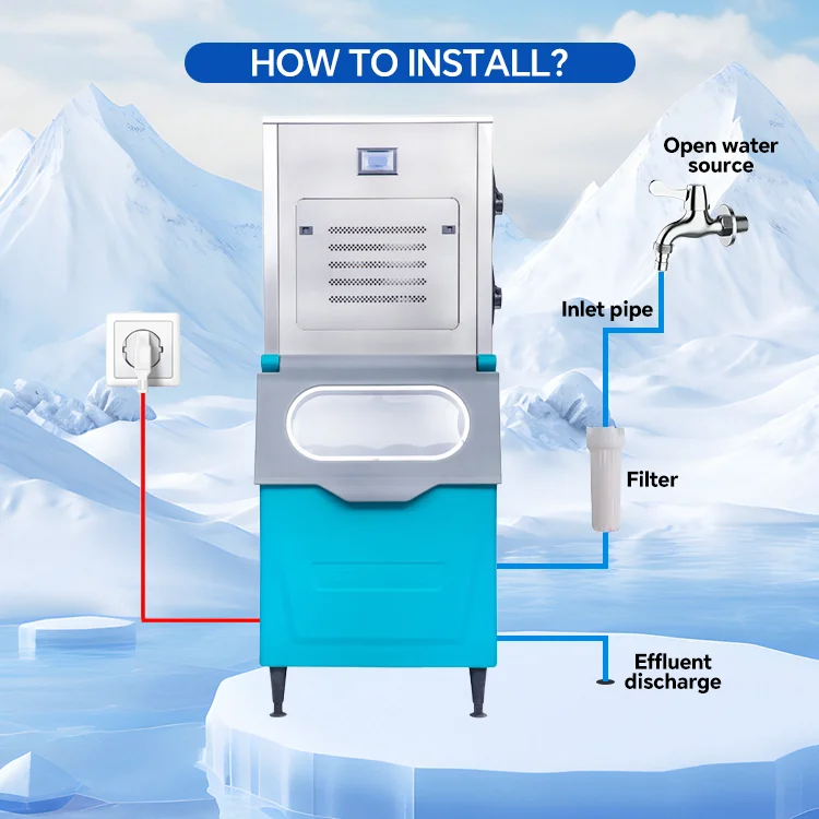 Macchina per il ghiaccio a scaglie ad alta capacità Macchina per il ghiaccio a scaglie in acciaio inossidabile con controllo del microcomputer da 1 tonnellata per il negozio di bevande Maquina De Hielo