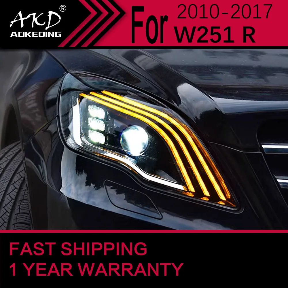 Car Lights for BENZ W251 LED Headlight 2010-2017 V251 R Class R320 R350 R500 Head Lamp Drl Projector Lens Automotive Accessories