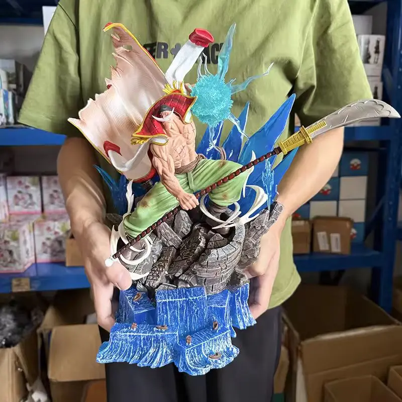 

One Piece 38cm Anime Figure Whitebeard Pirates Famous Naval Battle Scene Can Emit Light Peripheral Pvc Model Desktop Gifts Toys