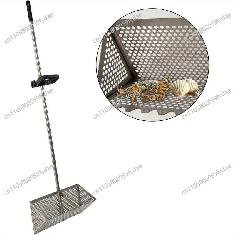Foldable beach garbage cleaning rake children sand stall toys beach sieve stainless steel shovel
