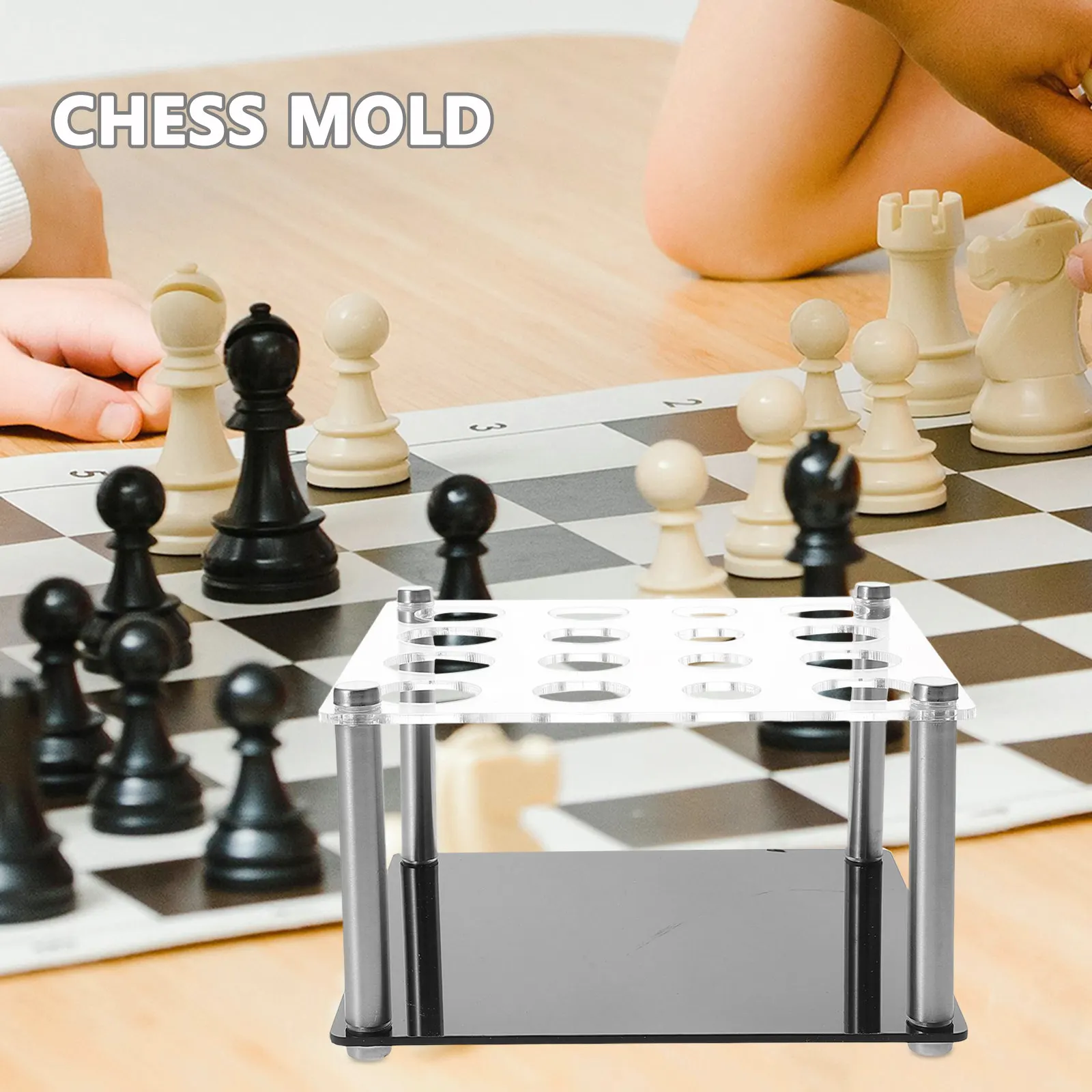 

Acrylic Chess Piece Mold Storage Holder Square Stable Base Resin Organizer Display Rack DIY Chess Game Piece Mold Holder