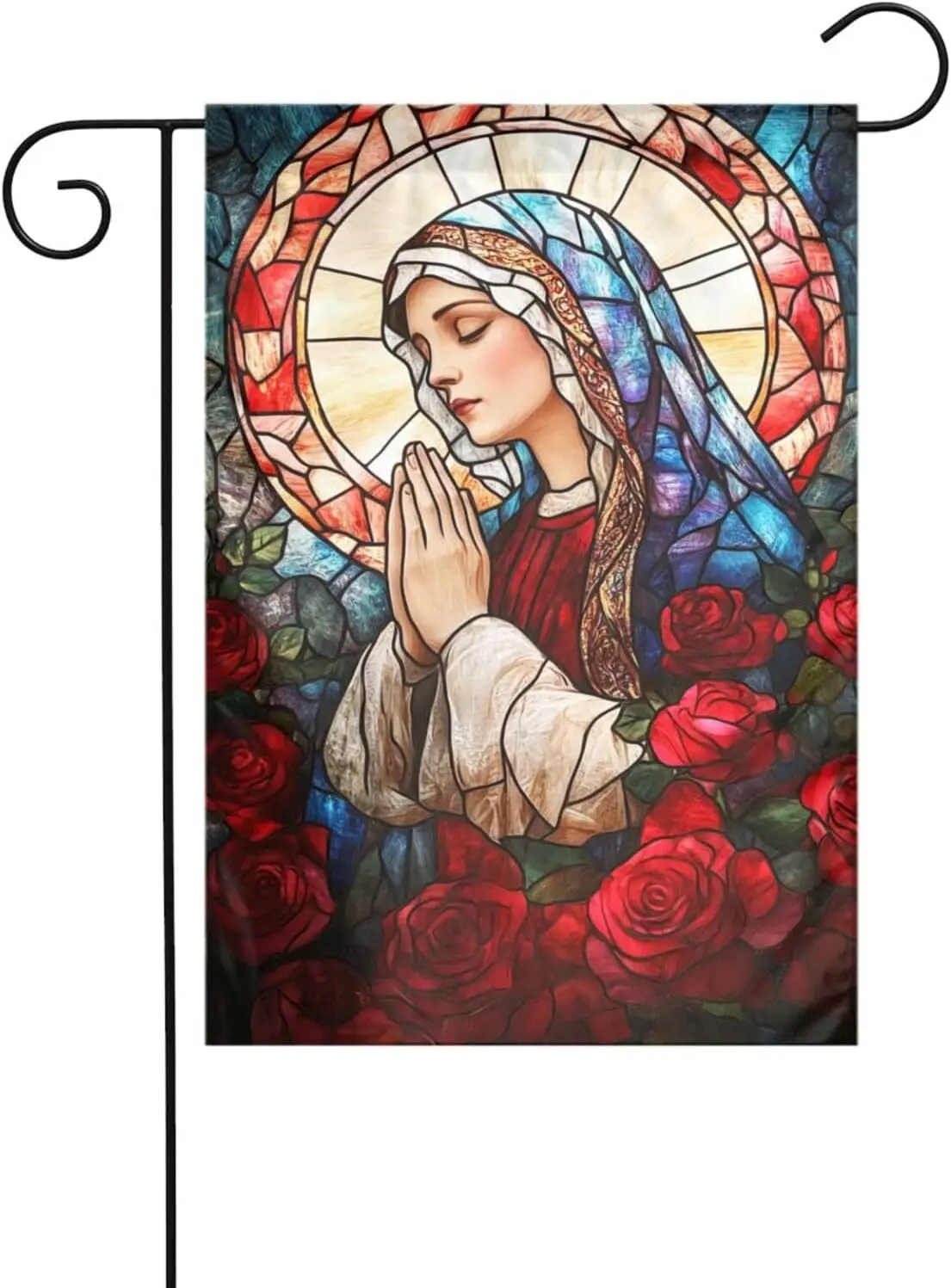 Stained Glass Mary Jesus Christ Mother Garden Flag 12x18 Vertical Double Sided Farmhouse Holiday Outside Decorations Yard Fl SSL