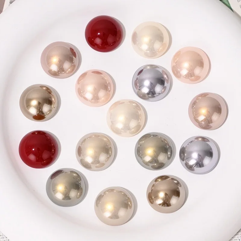 

Vintage Round Half Pearl Buttons Resin Cabochon 20pcs Flatbacks for DIY Jewelry Making Wholesale Scrapbook Decoration Accessory