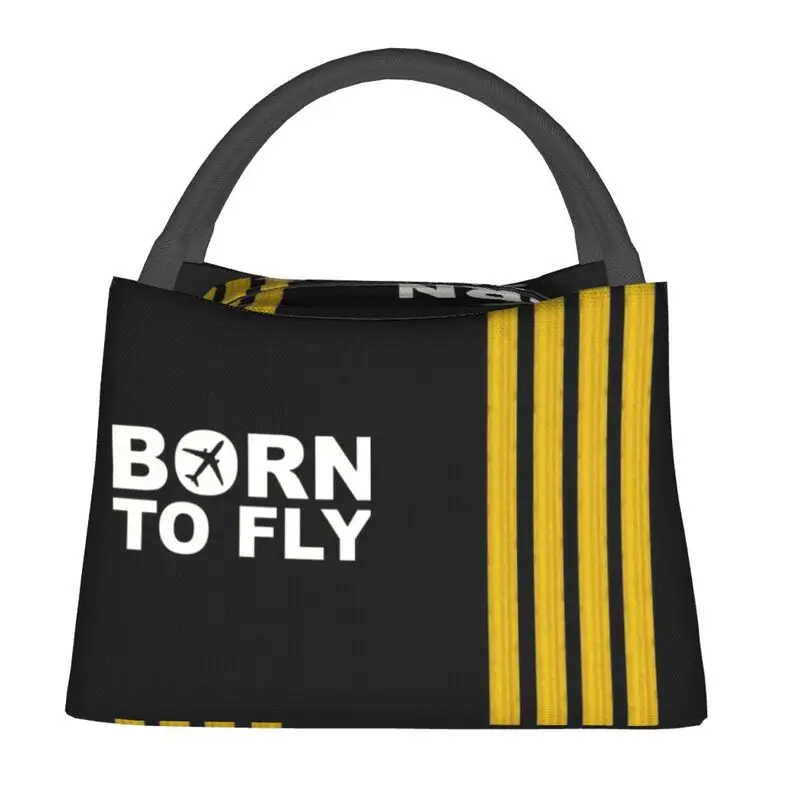 Born To Fly-Sac à lunch isotherme pour femme, boîte fourre-tout, sac de pique-nique scolaire, sac de nourriture, pilote de vol, capitaine d'aviation, happator