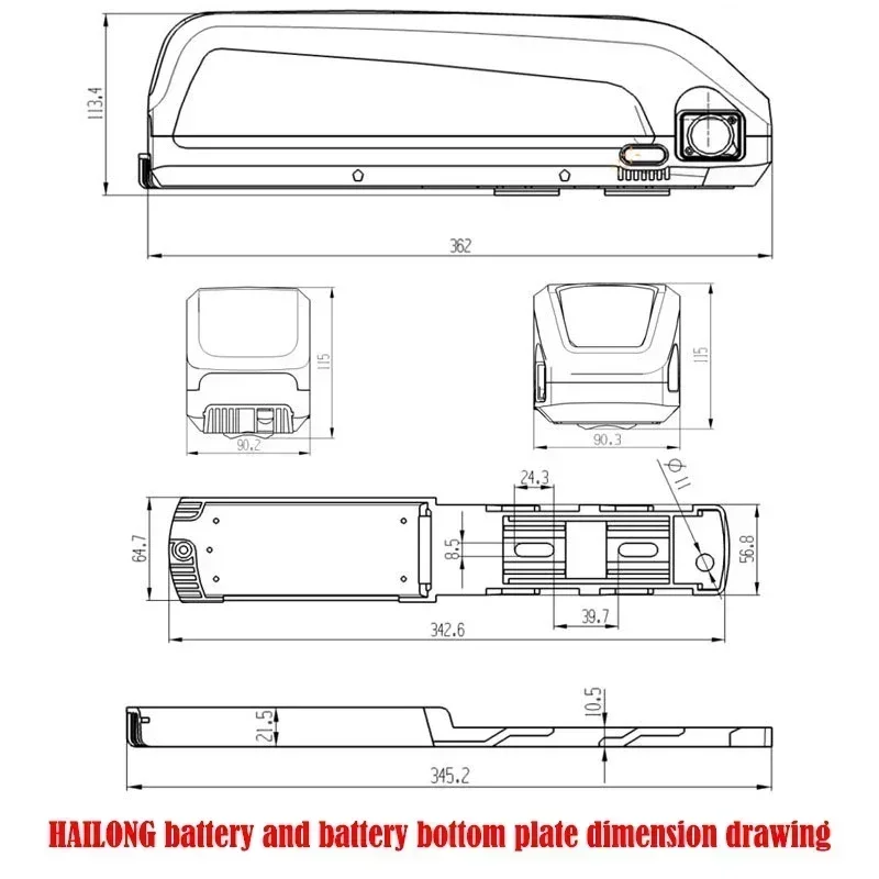 Hailong-電動自転車バッテリー,オリジナル,BMS,350W, 500W, 750W, 1000Wモーター用,無料ギフト充電器,新品,48V, 36V, 52V, 40Ah