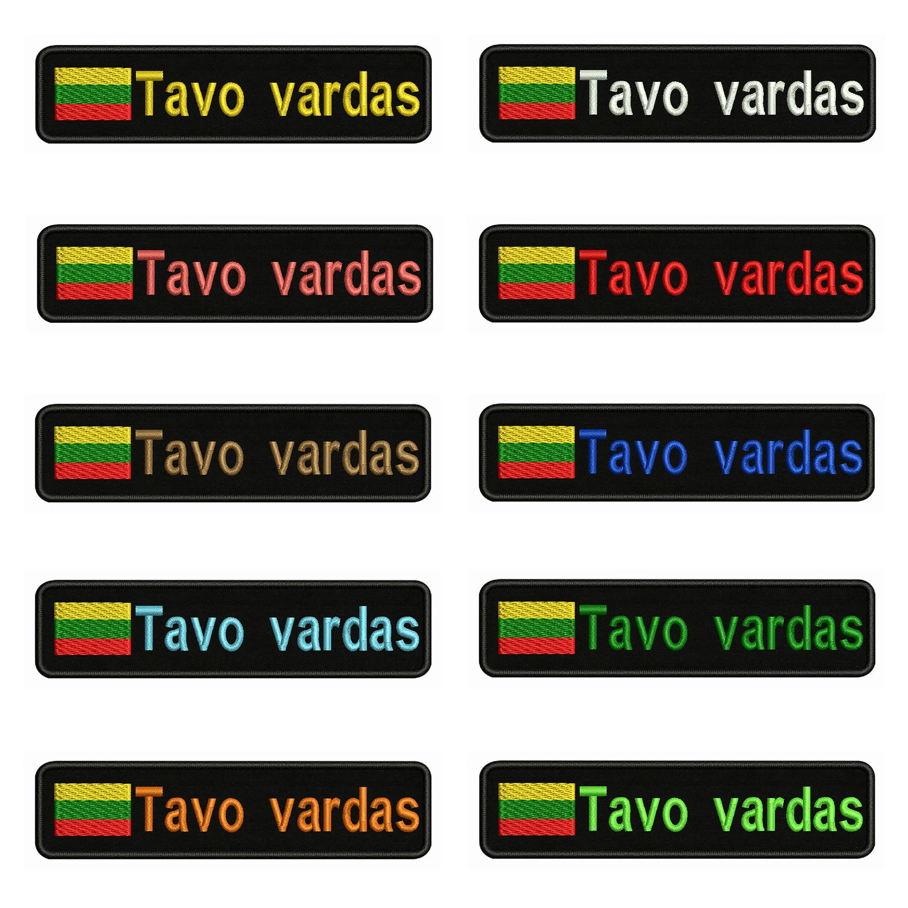 Lithuanian Flag Lithuania 10X2.5cm Embroidery Custom Name Text Patch Stripes Badge Iron On Or  Patches