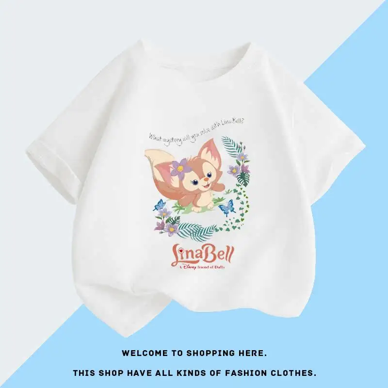 

Disney Co Branded Lina Belle Cartoon Printed Children's T-shirt 2026 Summer New Parent-child Outfit Pure Cotton Versatile Top