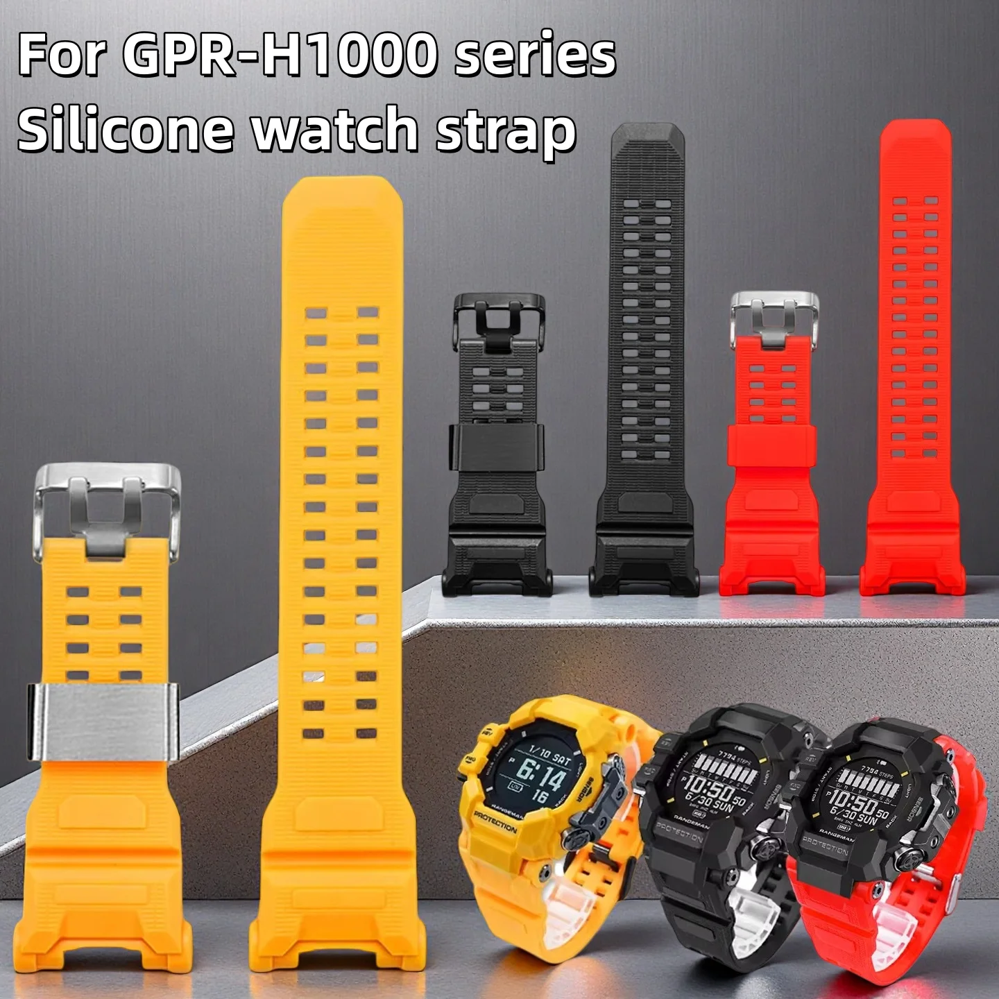 Upgraded silicone watch strap For G-SHOCK Casio 3554 GPR-H1000 Cat Man Three Representative Chain soft resin silicone watch band