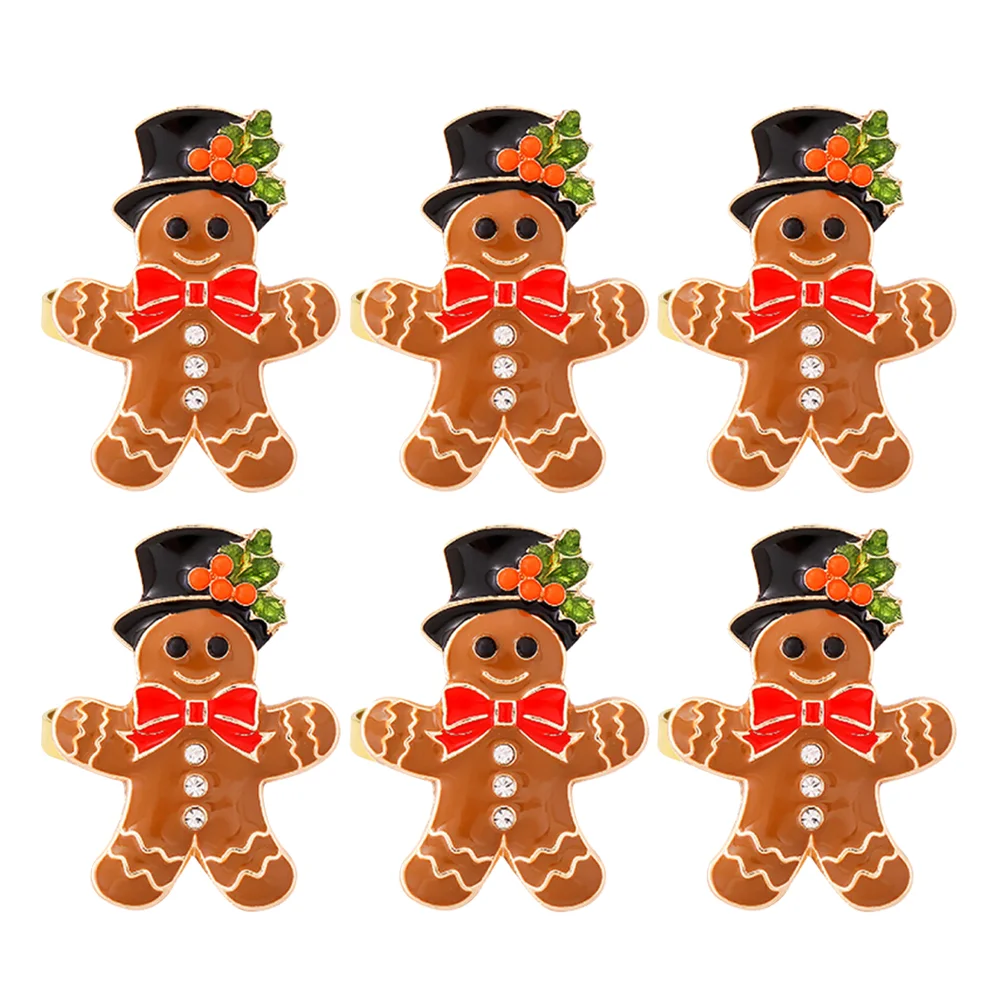 

6pcs Gingerbread Napkin Rings Metal Holiday Table Setting Christmas Holiday Napkin Rings Gingerbread Man Party