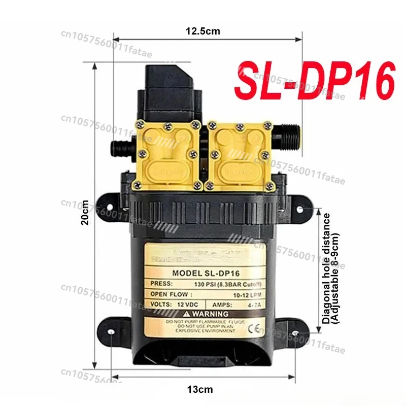 

Agricultural Electric Dual Power Pump Micro High Pressure Diaphragm Water Sprayer MODEL SL-DP16,12V 130PSI 10-12LPM Water Pump