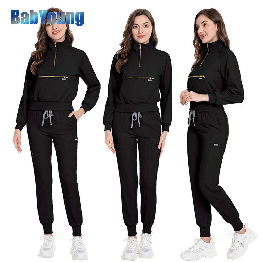 

Casual Jogging Surgical Gowns Medical Scrub Sets Long Sleeved Hospital Clothes Set Doctors Nurses Stretch Sports Clothing