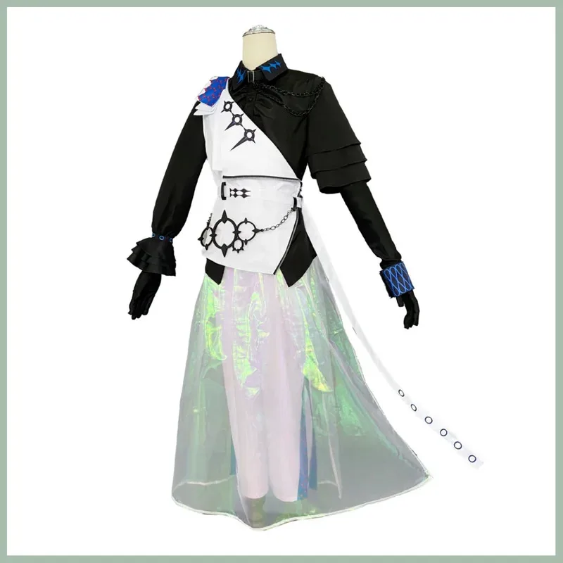 

CyVirtual YouTuber Hoshirube Sho Cosplay Costume VTuber NIJISANJI Black Shirt Gradient Apron Uniform Wig Man Masked Ball Suit