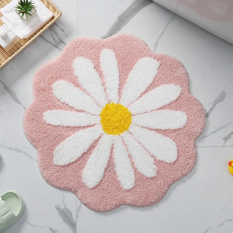 

Creative Daisy Flocked Floor Mat, Bathroom Water-absorbing Anti-slip Foot Mat, Entrance Door, Living Room, Dirt-resistant Carpet