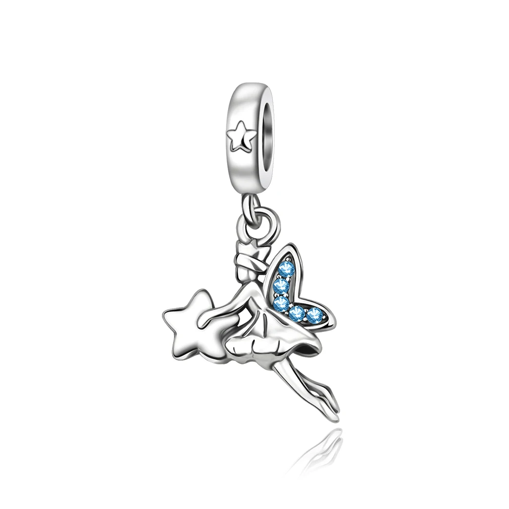 

Danturn 925 Sterling Silver Original Beads Flower Fairy Dangle Charm fit Snake Chain Bracelet Fashion Women Jewelry Making