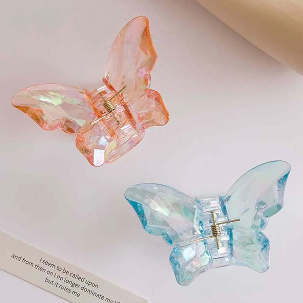 Sweet Laser Back Of The Head Acrylic Fairy Female Hair Crab Clip Transparent Shark Clip Crystal Hair Clip Butterfly Hair Claw