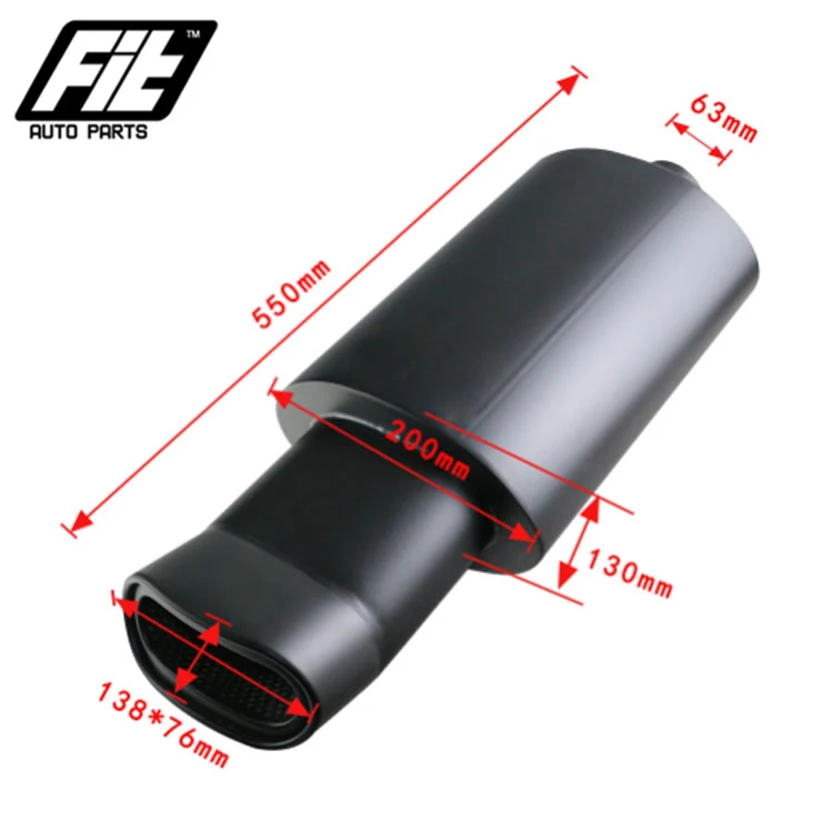Stainless Steel Square Muffler Pipe 2.5 Inch Inlet Universal Slant Exhaust Mufflers for Car