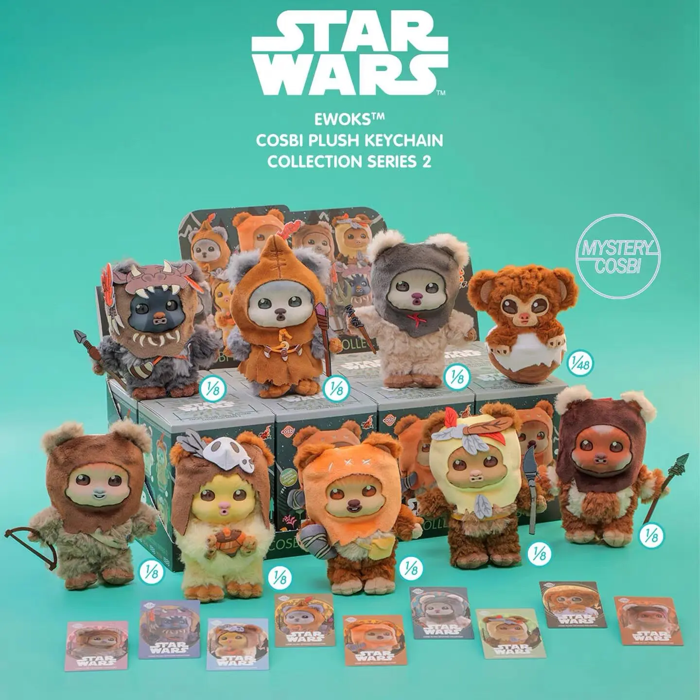 スターウォーズ-イウォーク族-cosbi-ぬいぐるみキーホルダー-シリーズ2-ブラインドボックス-周辺グッズ-ドールペンダント-バッグチャーム-フィギュアオーナメント-おもちゃギフト-ミステリーバッグ