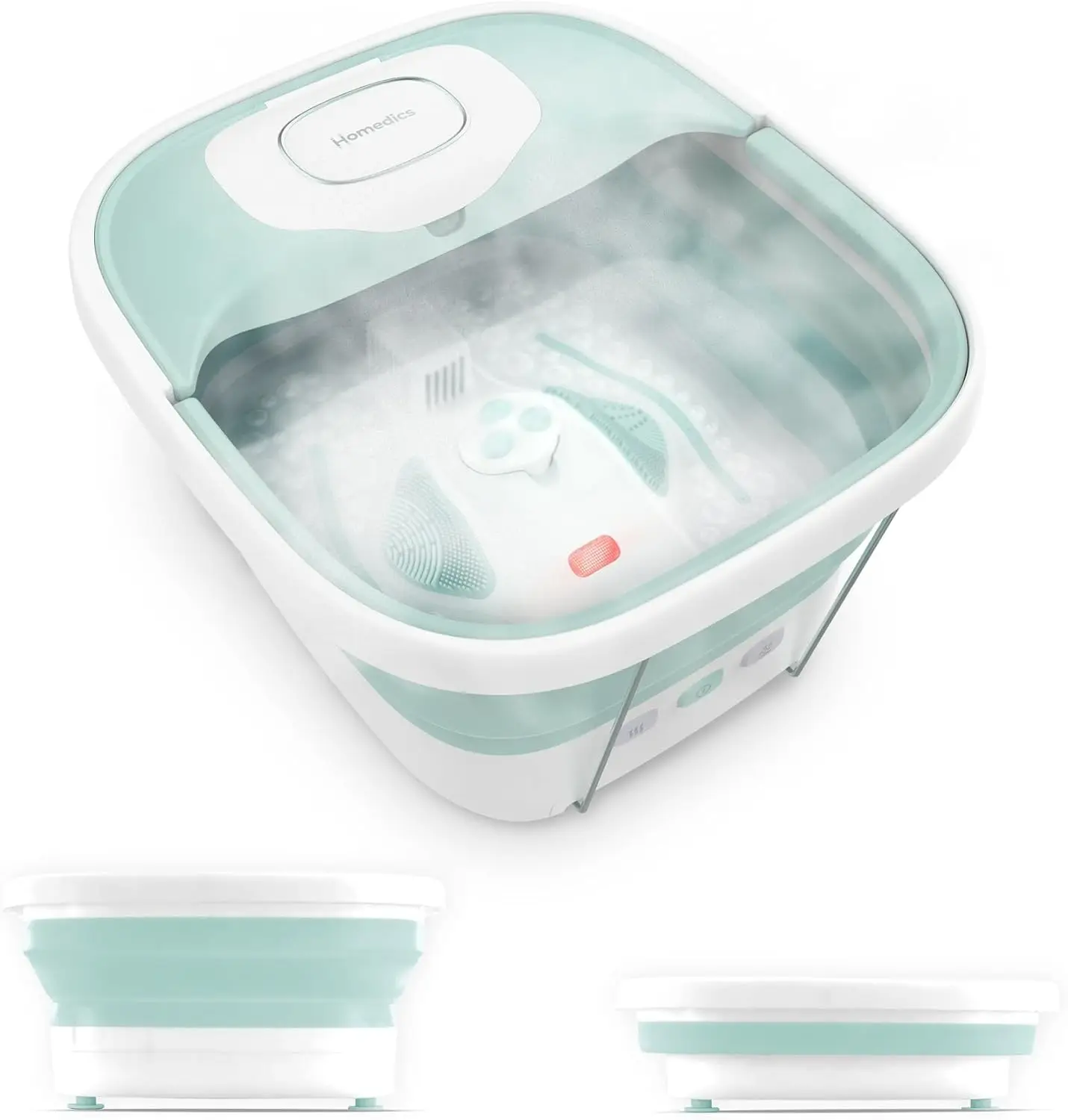 

Складная ванночка для ног с подогревом, пузырьковым массажем, 3 насадками и защитным замком для релаксации