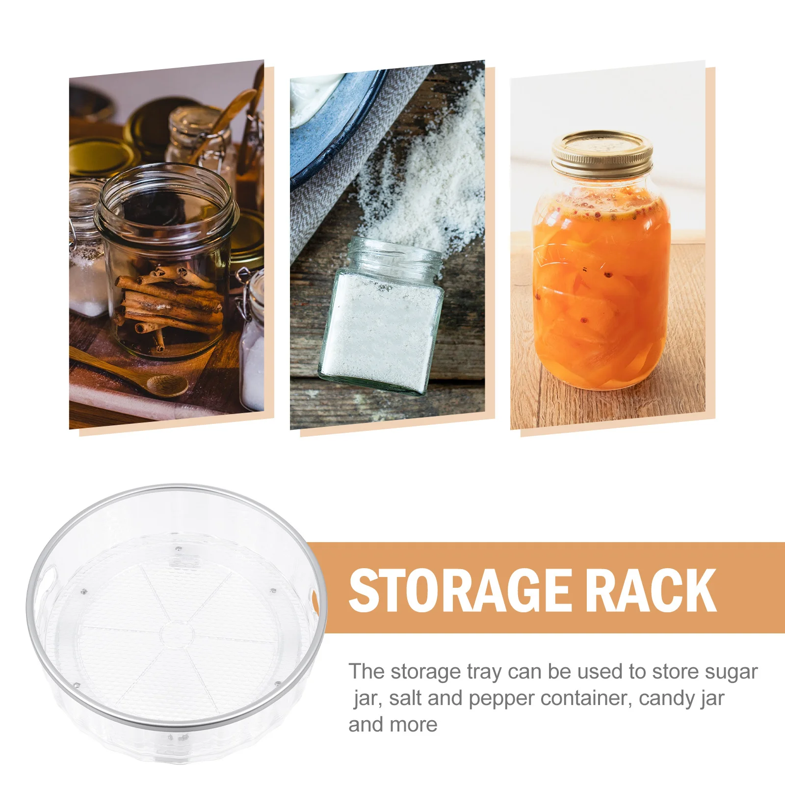 

Seasoning Storage Box Rotating Shelf Kitchen Organizer Rack Spice Bottle Holder Cabinet Storage Case Round Condiment Pot