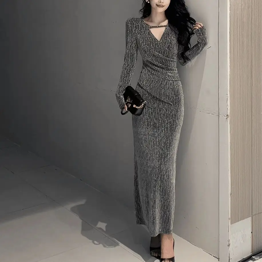 فساتين نسائية على الطراز الكوري أنيقة مخملية على شكل جناح الخفّاش مطوي لطيف فني عتيق مطرز عصري أنيق شبابي #6