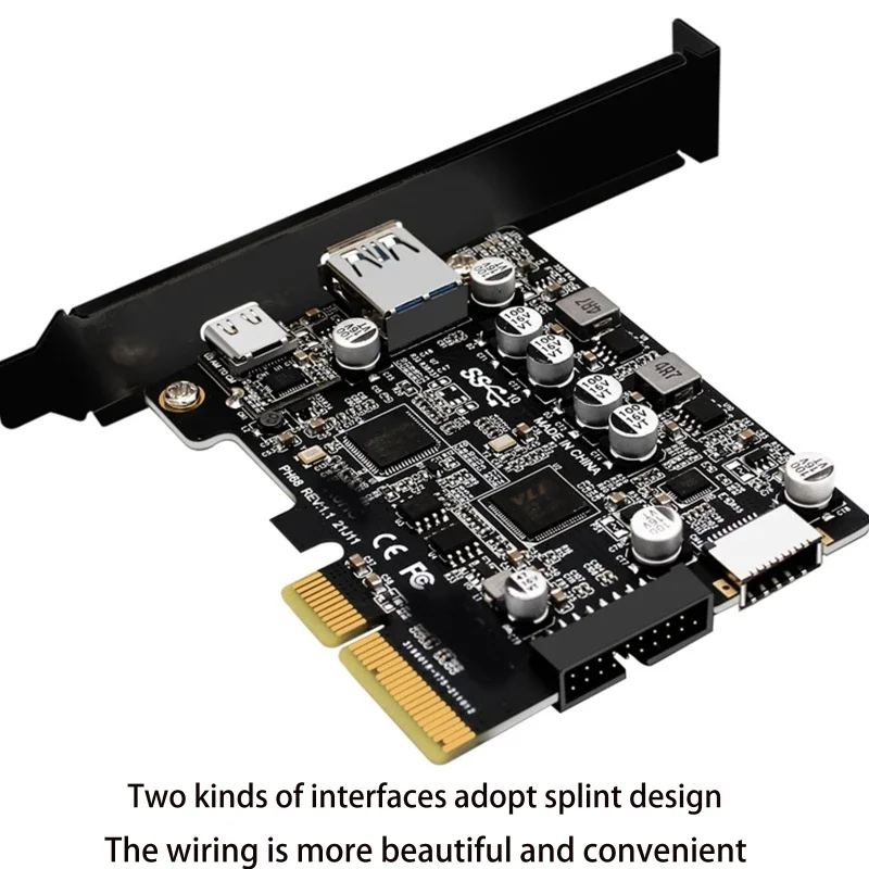 PCIE 3.0 To USB 3.2 Gen2 Type-C 10Gbps Data Transfer Quick Charge USB-C Controller PCI-E Type E 19P20P Type E Card