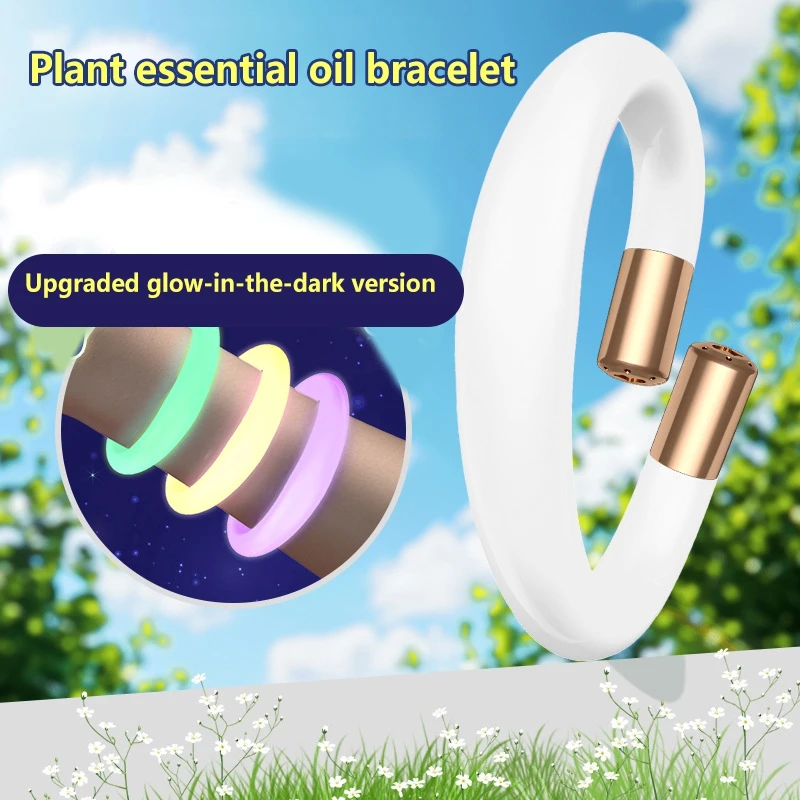Bracelet anti-moustiques lumineux pour adultes, à base d'huiles essentielles, pour l'extérieur, anti-piqûres, sûr, idéal pour les voyages.