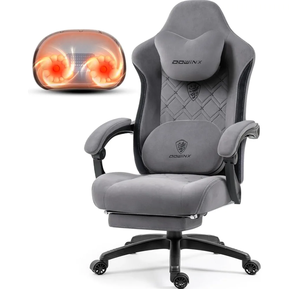 

Fabric Gaming Chair with Heated Massage Lumbar Support, Gamer Chairs for Adults, Big and Tall Game Chair with Pocket Spring Cus