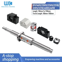 1PC Double Nut Ball Screw Set DFU1605/2005/2505/2510/3205/3210/4005/4010 End Processing+BKBF12/15/20/25/30+Nut Housing+Coupling