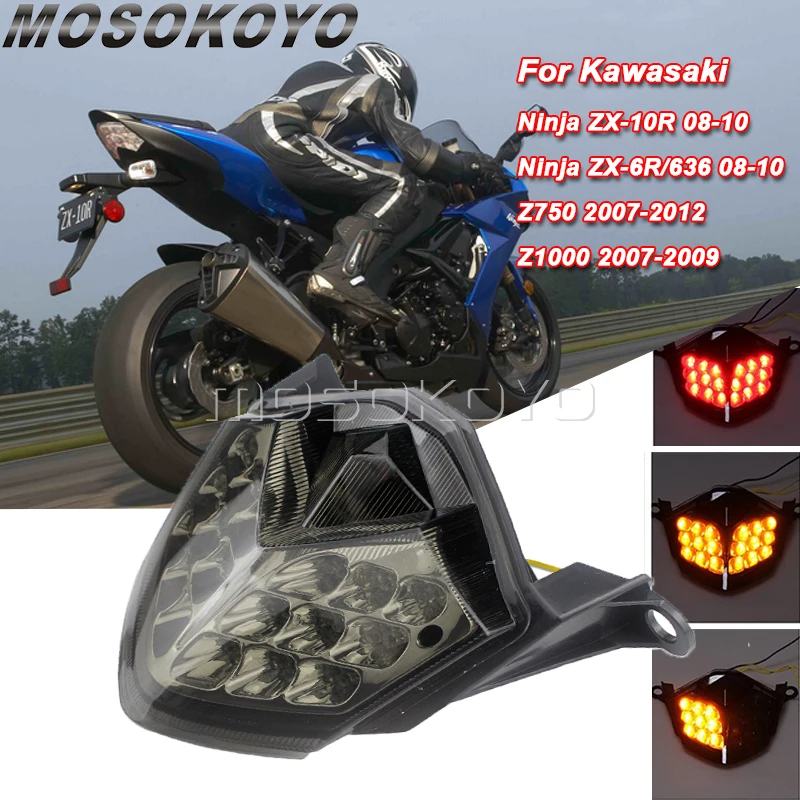 

Для Kawasaki ZX10R ZX6R 636 2008-2010 Z750 Z1000 Интегрированный задний светодиодный фонарь для мотоцикла указатели поворота Задний фонарь